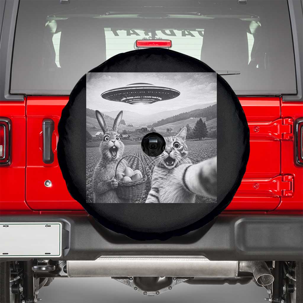 Funny Easter Spare Tire Cover Christian Cat Selfie Bunny Meme TS14 Black Print Your Wear