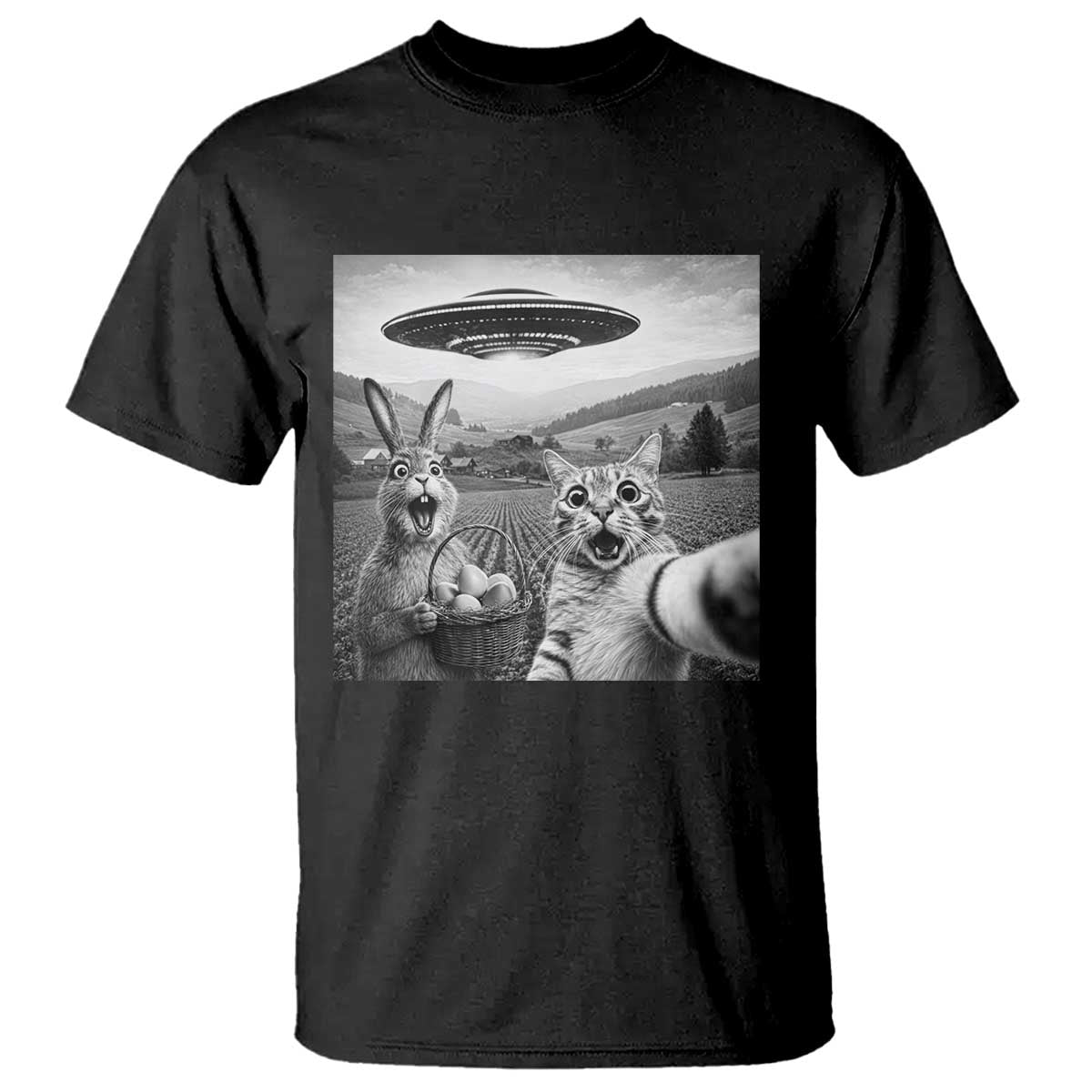 Funny Easter T Shirt Christian Cat Selfie Bunny Meme TS14 Black Print Your Wear