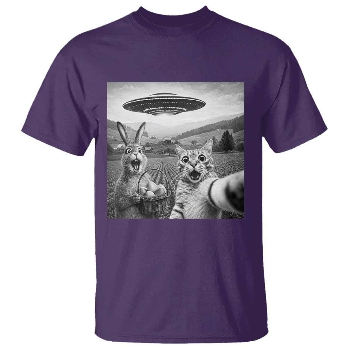Funny Easter T Shirt Christian Cat Selfie Bunny Meme TS14 Purple Print Your Wear