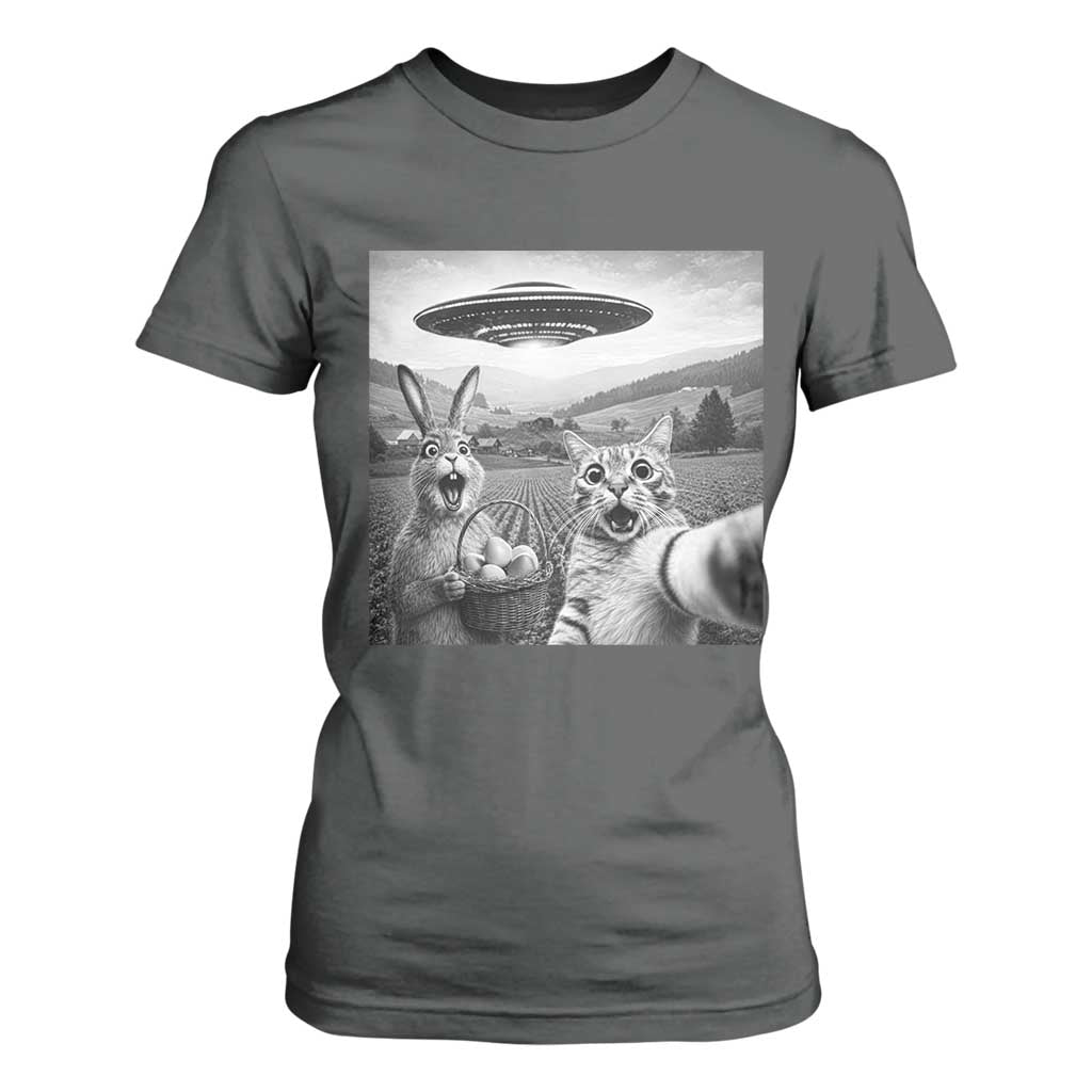 Funny Easter T Shirt For Women Christian Cat Selfie Bunny Meme TS14 Dark Heather Print Your Wear