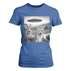 Funny Easter T Shirt For Women Christian Cat Selfie Bunny Meme TS14 Royal Blue Print Your Wear