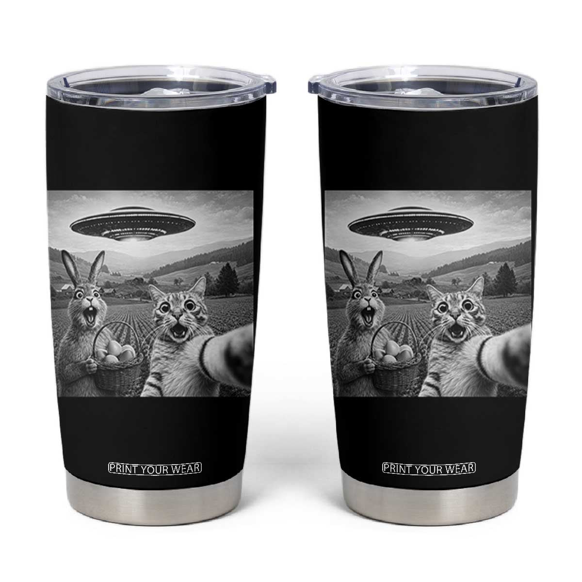 Funny Easter Tumbler Cup Christian Cat Selfie Bunny Meme TS14 Black Print Your Wear