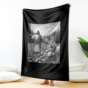 Funny Easter Jesus Throw Blanket Christian Jesus Bunny Selfie Religious TS14 Print Your Wear