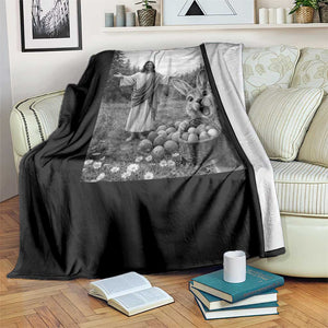 Funny Easter Jesus Throw Blanket Christian Jesus Bunny Selfie Religious TS14 Print Your Wear