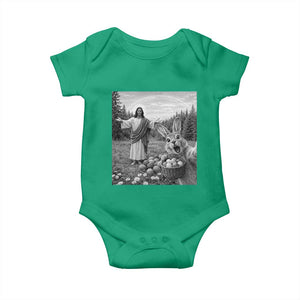 Funny Easter Jesus Baby Onesie Christian Jesus Bunny Selfie Religious TS14 Irish Green Print Your Wear