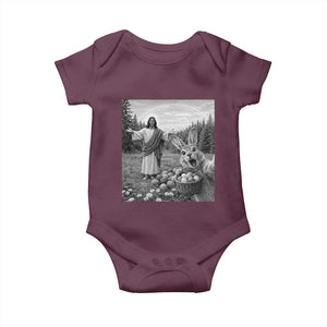 Funny Easter Jesus Baby Onesie Christian Jesus Bunny Selfie Religious TS14 Maroon Print Your Wear