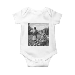 Funny Easter Jesus Baby Onesie Christian Jesus Bunny Selfie Religious TS14 White Print Your Wear