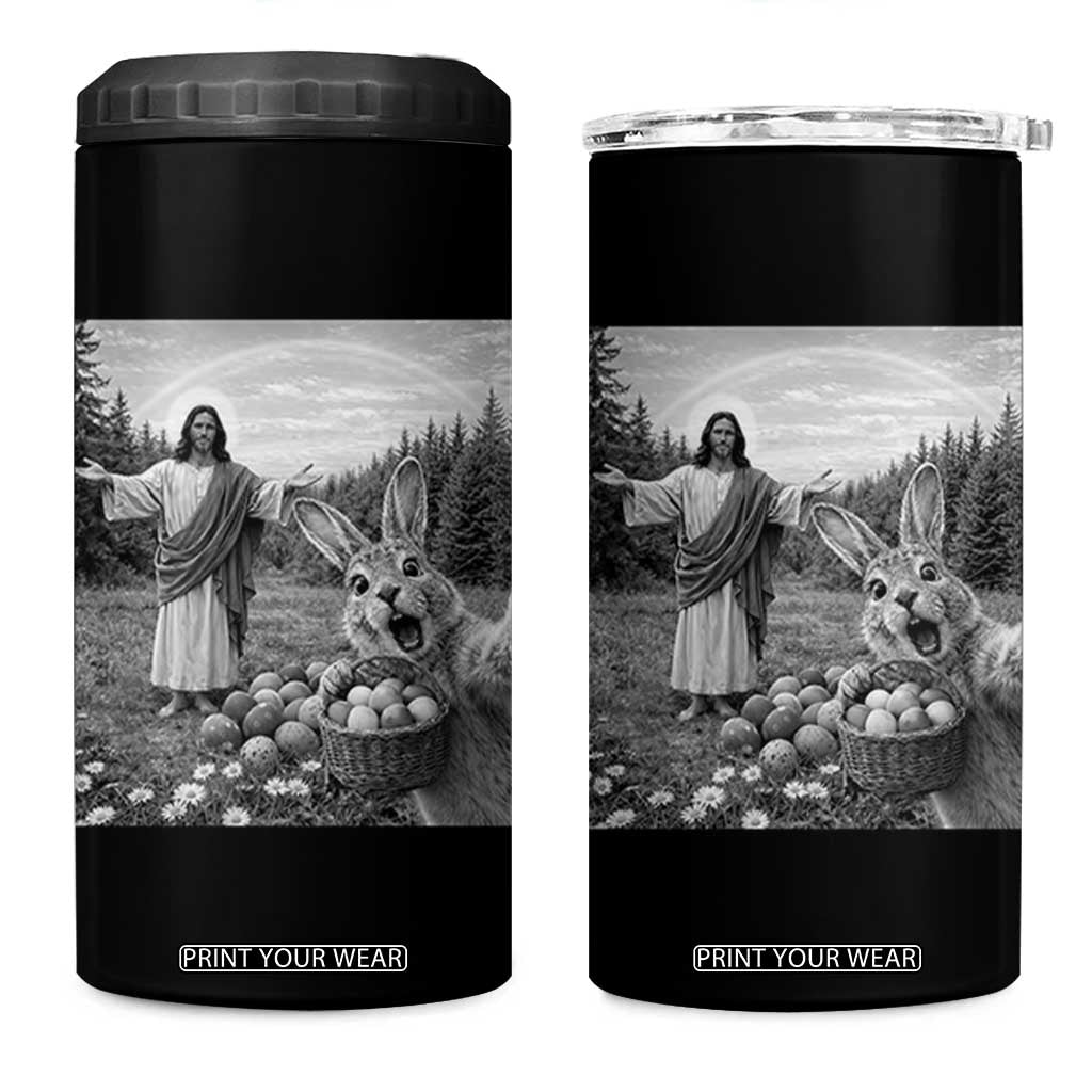 Funny Easter Jesus 4 in 1 Can Cooler Tumbler Christian Jesus Bunny Selfie Religious TS14 One Size: 16 oz Black Print Your Wear