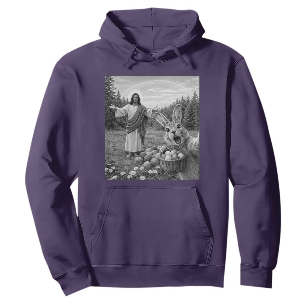 Funny Easter Jesus Hoodie Christian Jesus Bunny Selfie Religious TS14 Purple Print Your Wear