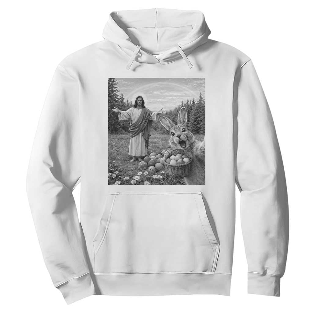 Funny Easter Jesus Hoodie Christian Jesus Bunny Selfie Religious TS14 White Print Your Wear