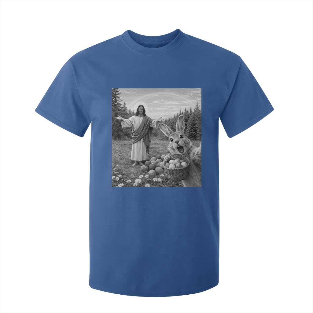 Funny Easter Jesus T Shirt For Kid Christian Jesus Bunny Selfie Religious TS14 Royal Blue Print Your Wear