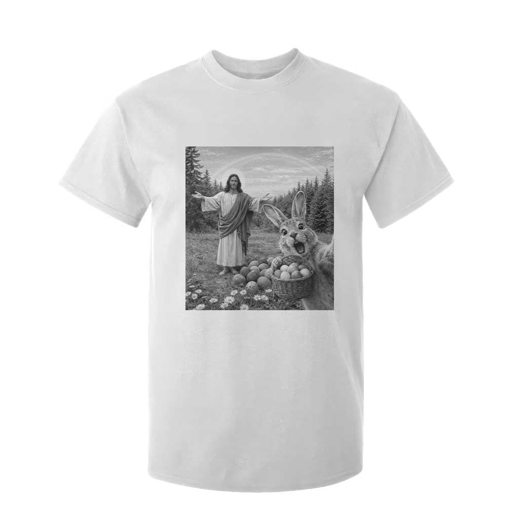 Funny Easter Jesus T Shirt For Kid Christian Jesus Bunny Selfie Religious TS14 White Print Your Wear