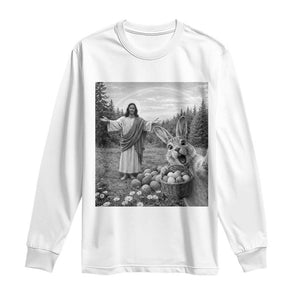 Funny Easter Jesus Long Sleeve Shirt Christian Jesus Bunny Selfie Religious TS14 White Print Your Wear