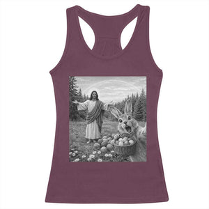 Funny Easter Jesus Racerback Tank Top Christian Jesus Bunny Selfie Religious TS14 Maroon Print Your Wear