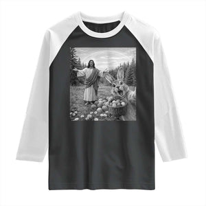 Funny Easter Jesus Raglan Shirt Christian Jesus Bunny Selfie Religious TS14 Black White Print Your Wear