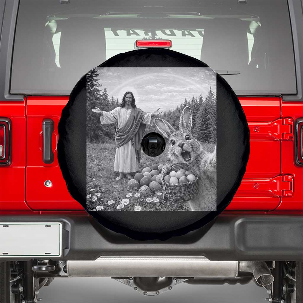 Funny Easter Jesus Spare Tire Cover Christian Jesus Bunny Selfie Religious TS14 Black Print Your Wear