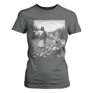 Funny Easter Jesus T Shirt For Women Christian Jesus Bunny Selfie Religious TS14 Dark Heather Print Your Wear