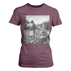 Funny Easter Jesus T Shirt For Women Christian Jesus Bunny Selfie Religious TS14 Maroon Print Your Wear