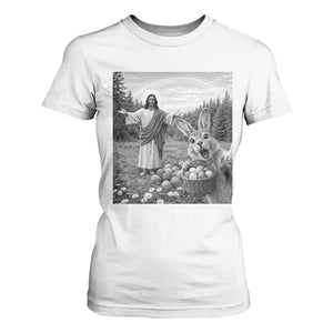 Funny Easter Jesus T Shirt For Women Christian Jesus Bunny Selfie Religious TS14 White Print Your Wear