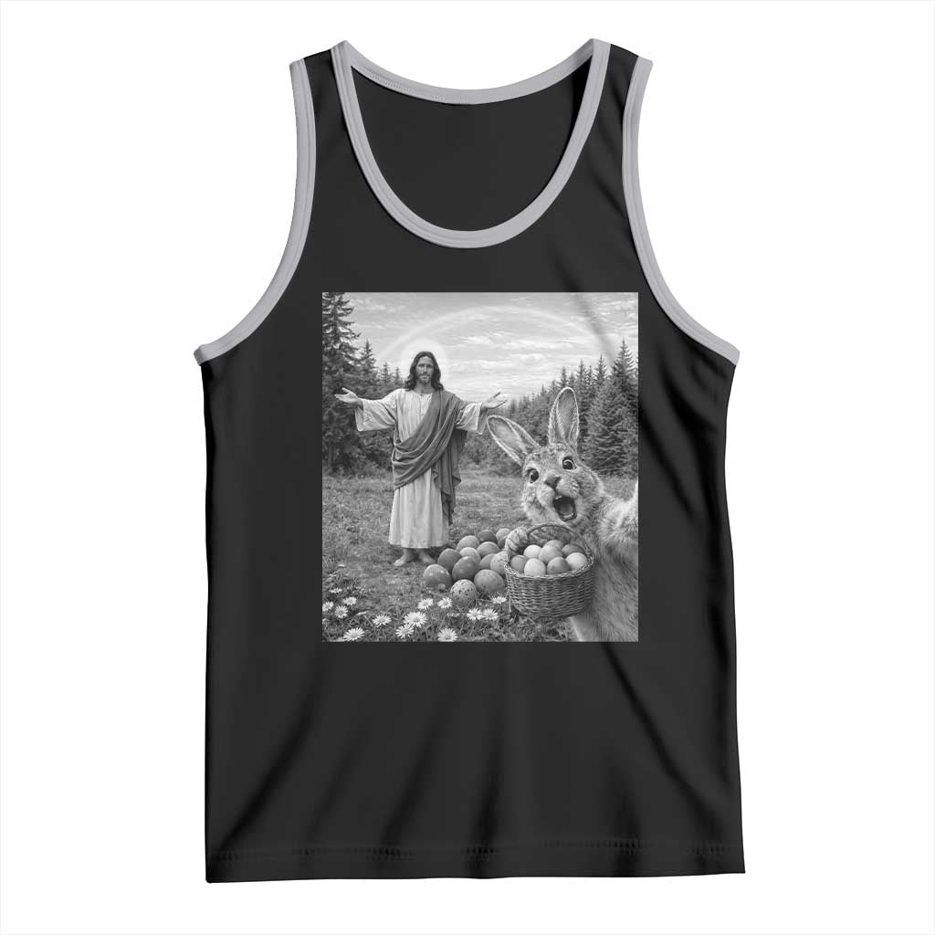 Funny Easter Jesus Tank Top Christian Jesus Bunny Selfie Religious TS14 Black Athletic Heather Print Your Wear