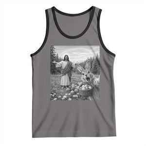 Funny Easter Jesus Tank Top Christian Jesus Bunny Selfie Religious TS14 Deep Heather Black Print Your Wear