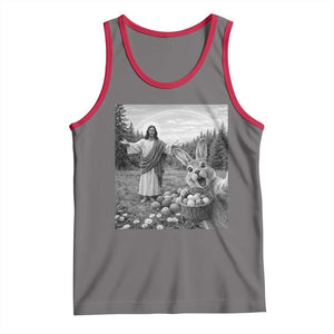 Funny Easter Jesus Tank Top Christian Jesus Bunny Selfie Religious TS14 Deep Heather Red Print Your Wear
