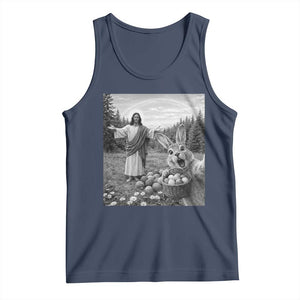 Funny Easter Jesus Tank Top Christian Jesus Bunny Selfie Religious TS14 Navy Print Your Wear