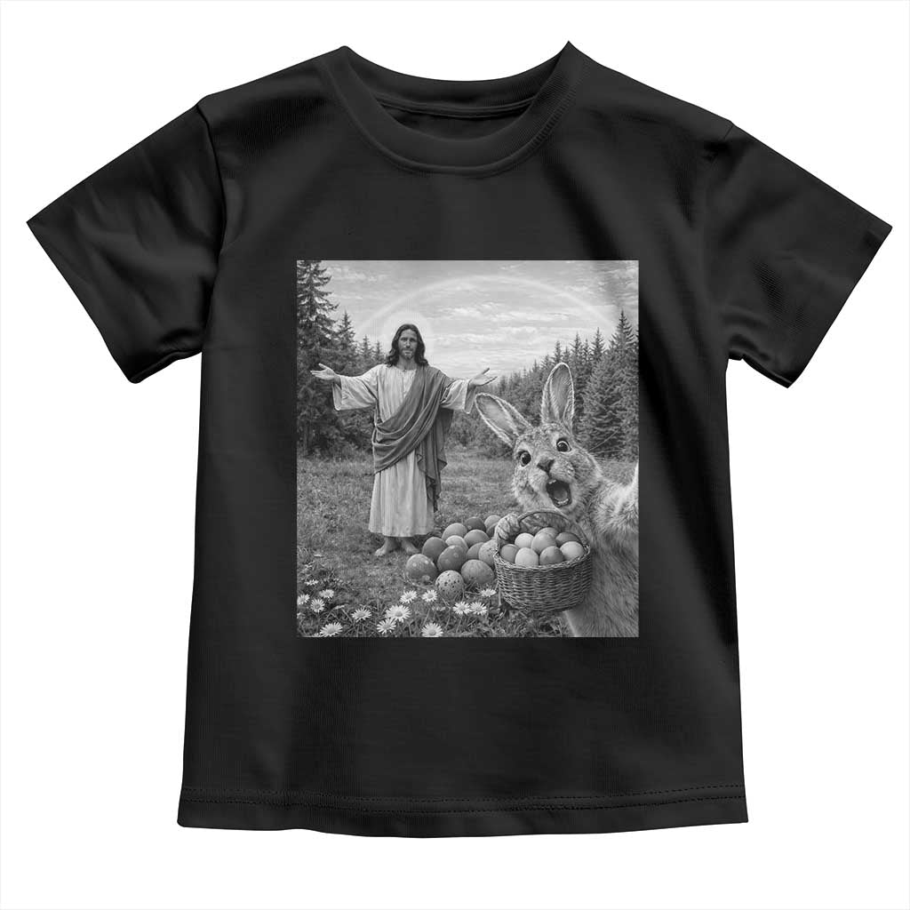 Funny Easter Jesus Toddler T Shirt Christian Jesus Bunny Selfie Religious TS14 Black Print Your Wear