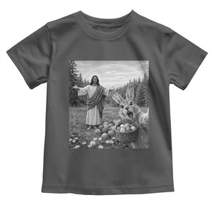 Funny Easter Jesus Toddler T Shirt Christian Jesus Bunny Selfie Religious TS14 Dark Heather Print Your Wear