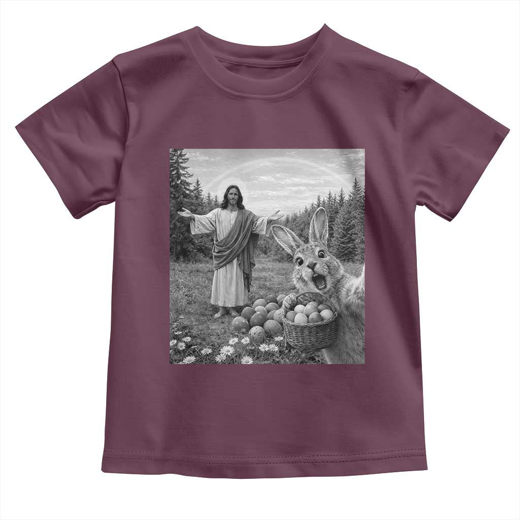 Funny Easter Jesus Toddler T Shirt Christian Jesus Bunny Selfie Religious TS14 Maroon Print Your Wear