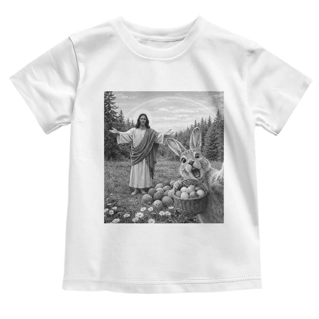 Funny Easter Jesus Toddler T Shirt Christian Jesus Bunny Selfie Religious TS14 White Print Your Wear