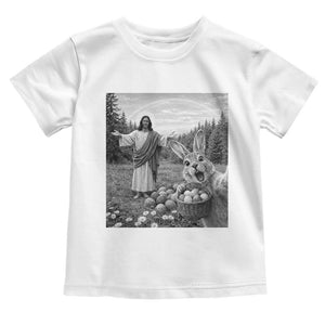 Funny Easter Jesus Toddler T Shirt Christian Jesus Bunny Selfie Religious TS14 White Print Your Wear