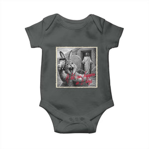 Funny Easter Jesus Baby Onesie Christian Jesus Come Back Bunny Selfie TS14 Dark Heather Print Your Wear