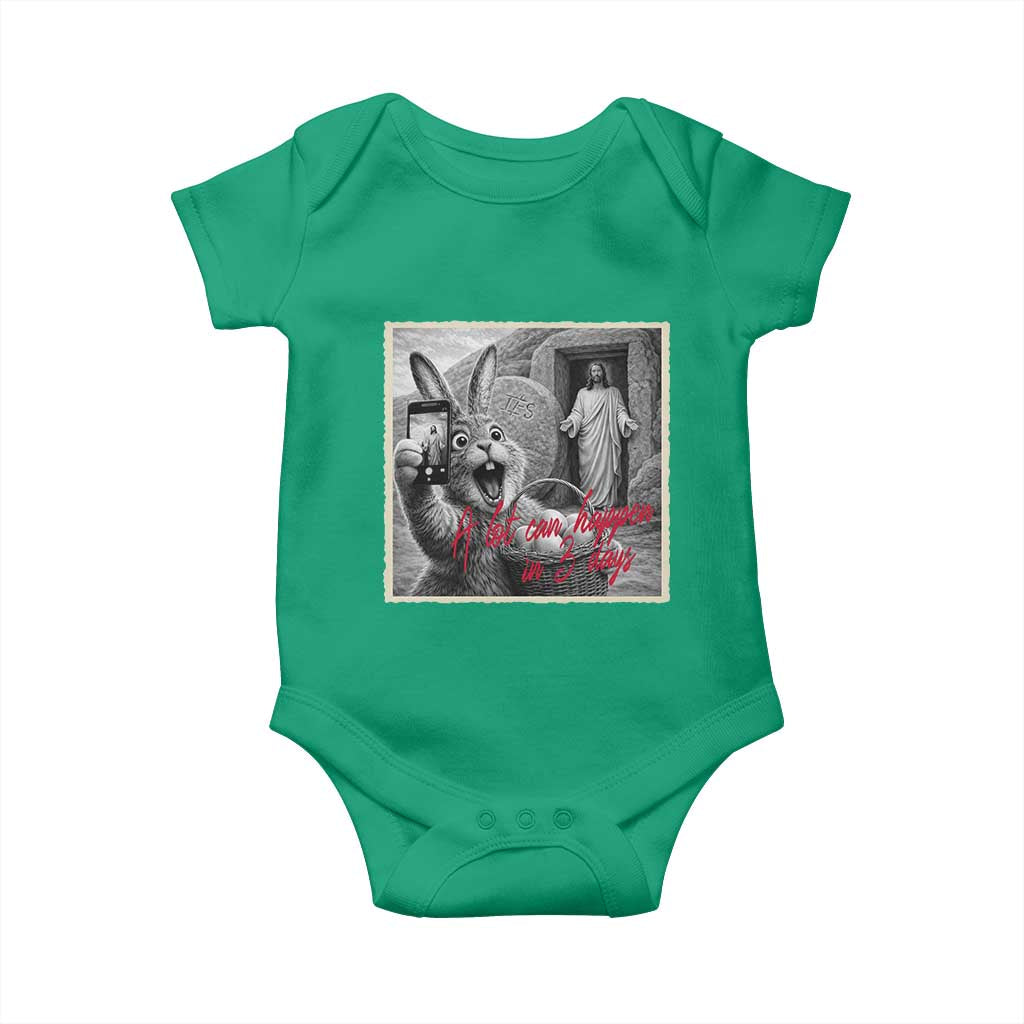 Funny Easter Jesus Baby Onesie Christian Jesus Come Back Bunny Selfie TS14 Irish Green Print Your Wear