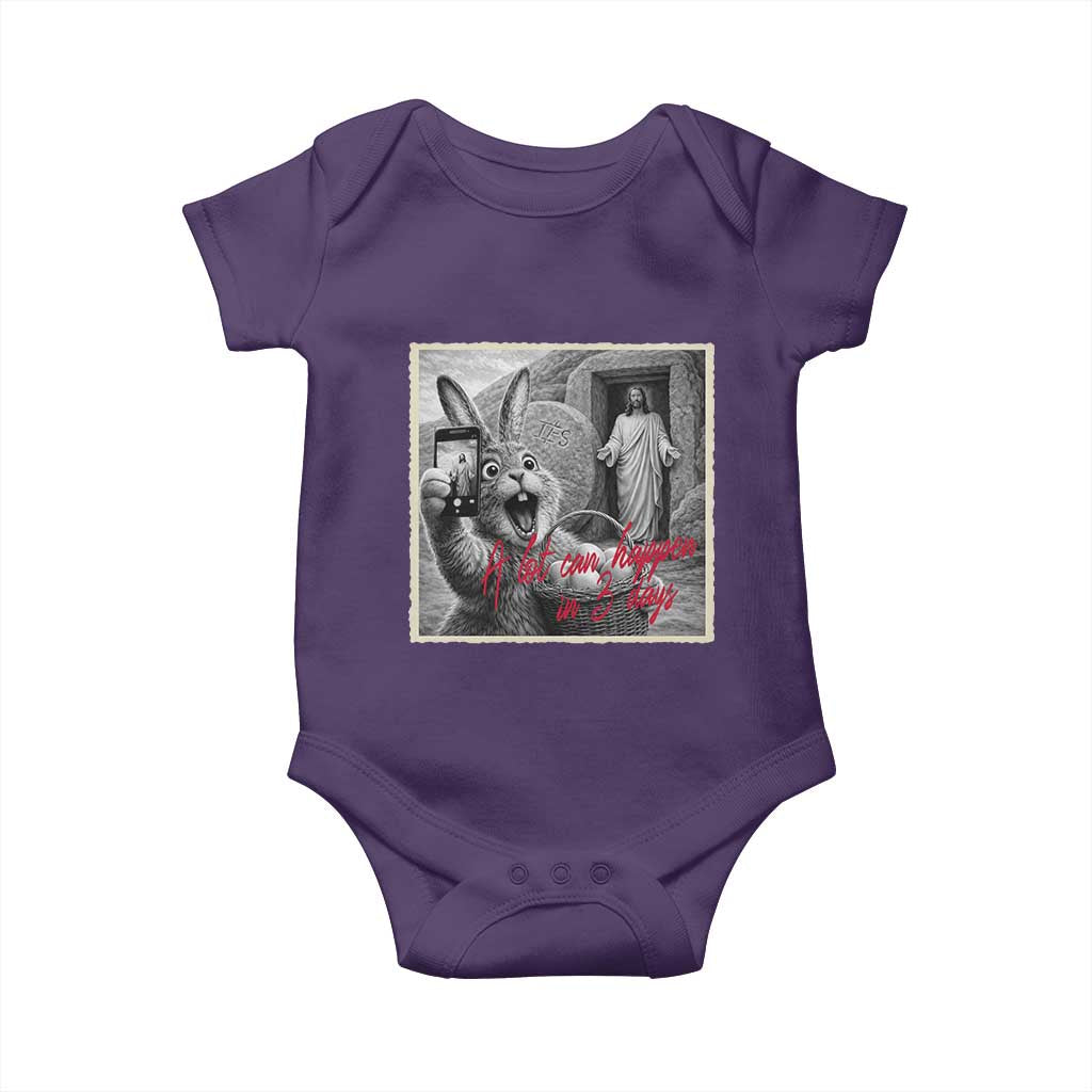Funny Easter Jesus Baby Onesie Christian Jesus Come Back Bunny Selfie TS14 Purple Print Your Wear
