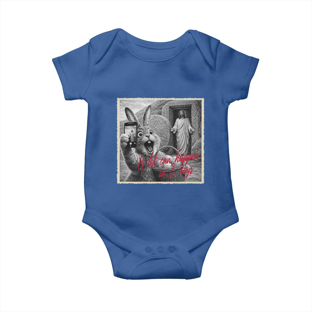 Funny Easter Jesus Baby Onesie Christian Jesus Come Back Bunny Selfie TS14 Royal Blue Print Your Wear