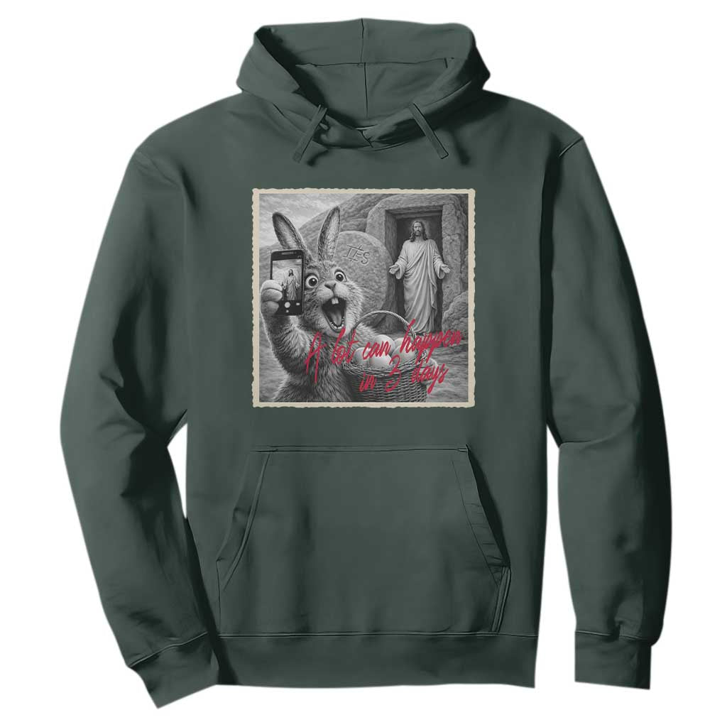 Funny Easter Jesus Hoodie Christian Jesus Come Back Bunny Selfie TS14 Dark Forest Green Print Your Wear