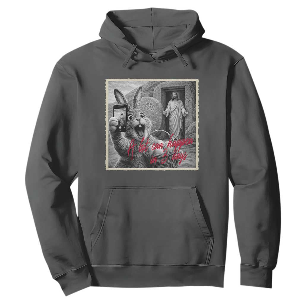 Funny Easter Jesus Hoodie Christian Jesus Come Back Bunny Selfie TS14 Dark Heather Print Your Wear