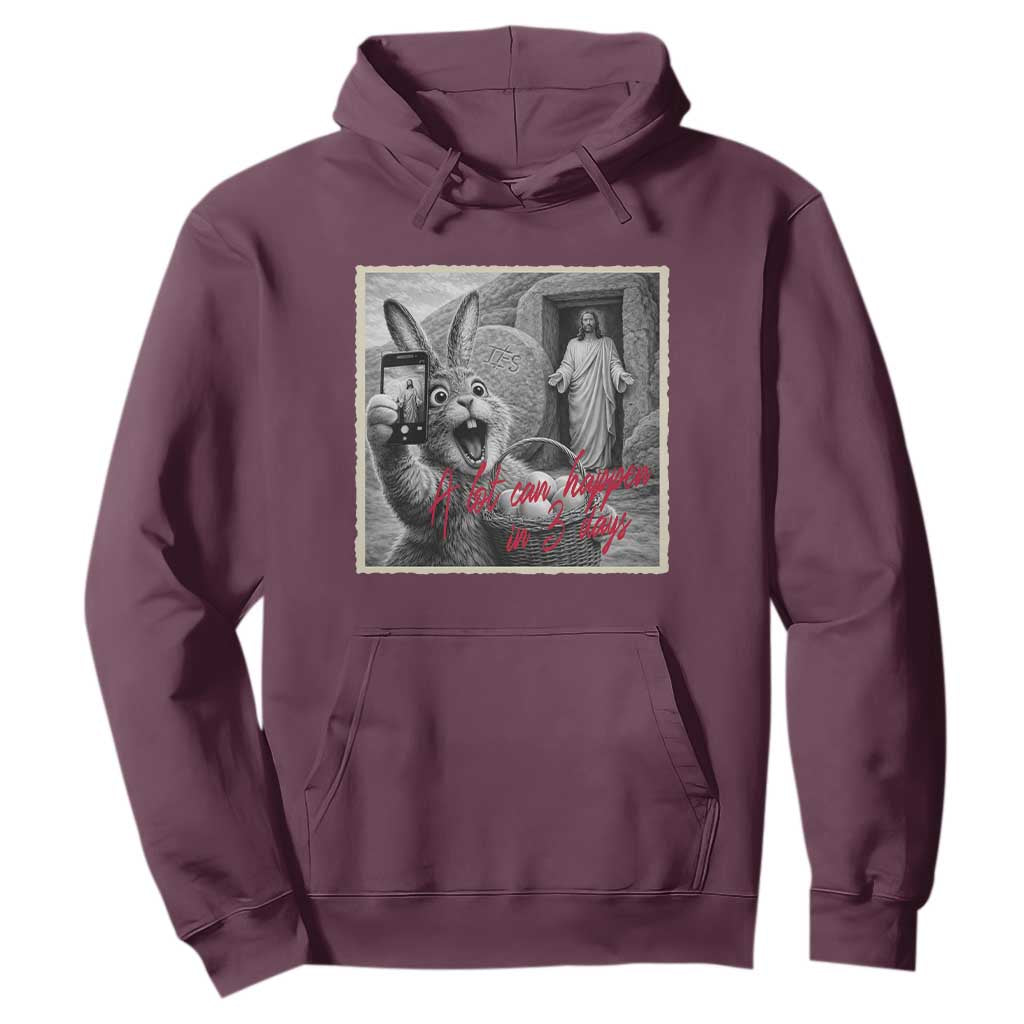 Funny Easter Jesus Hoodie Christian Jesus Come Back Bunny Selfie TS14 Maroon Print Your Wear