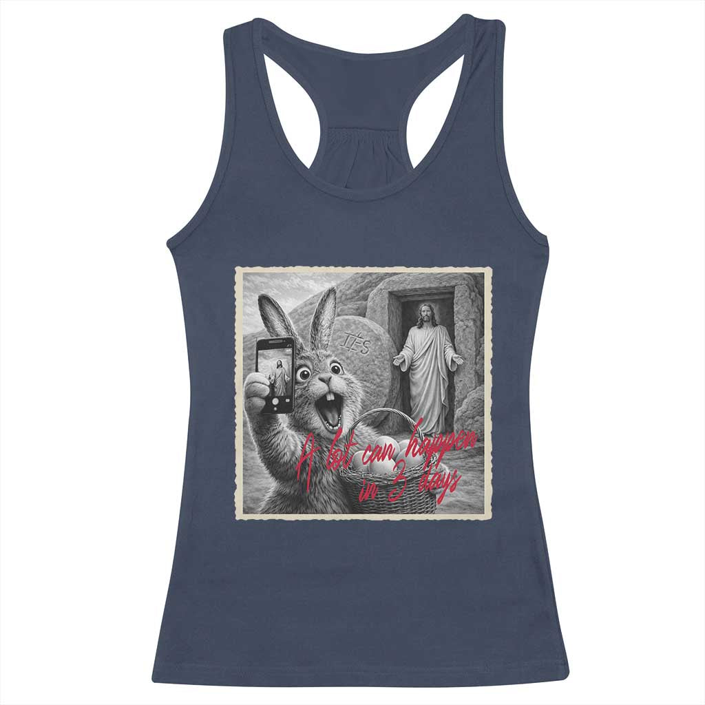 Funny Easter Jesus Racerback Tank Top Christian Jesus Come Back Bunny Selfie TS14 Navy Print Your Wear