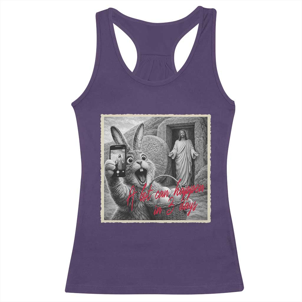 Funny Easter Jesus Racerback Tank Top Christian Jesus Come Back Bunny Selfie TS14 Purple Print Your Wear