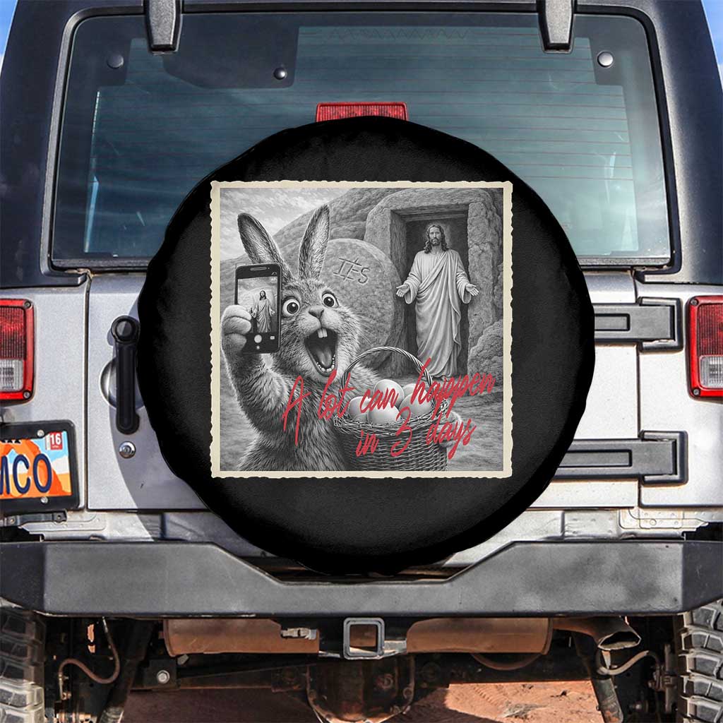 Funny Easter Jesus Spare Tire Cover Christian Jesus Come Back Bunny Selfie TS14 No hole Black Print Your Wear