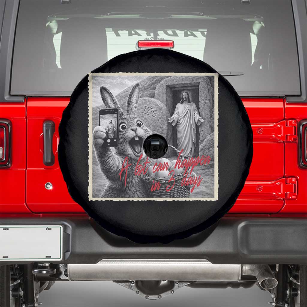 Funny Easter Jesus Spare Tire Cover Christian Jesus Come Back Bunny Selfie TS14 Black Print Your Wear