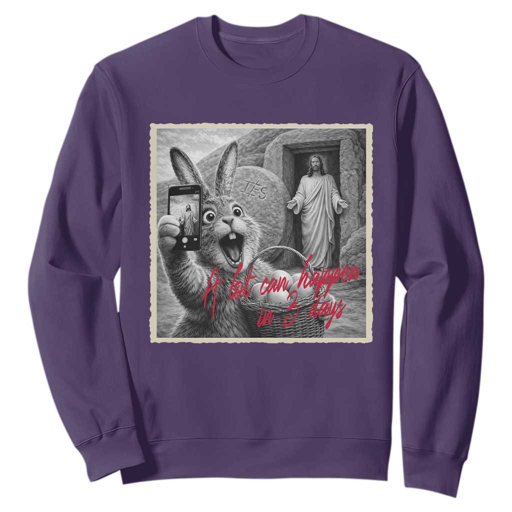 Funny Easter Jesus Sweatshirt Christian Jesus Come Back Bunny Selfie TS14 Purple Print Your Wear