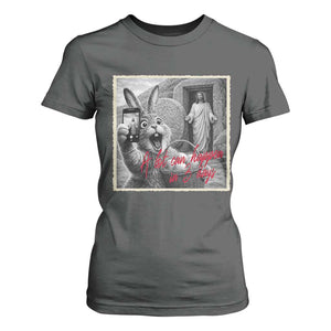 Funny Easter Jesus T Shirt For Women Christian Jesus Come Back Bunny Selfie TS14 Dark Heather Print Your Wear