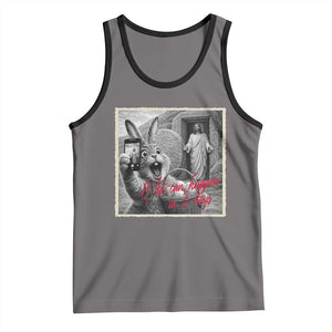 Funny Easter Jesus Tank Top Christian Jesus Come Back Bunny Selfie TS14 Deep Heather Black Print Your Wear