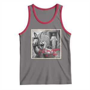 Funny Easter Jesus Tank Top Christian Jesus Come Back Bunny Selfie TS14 Deep Heather Red Print Your Wear