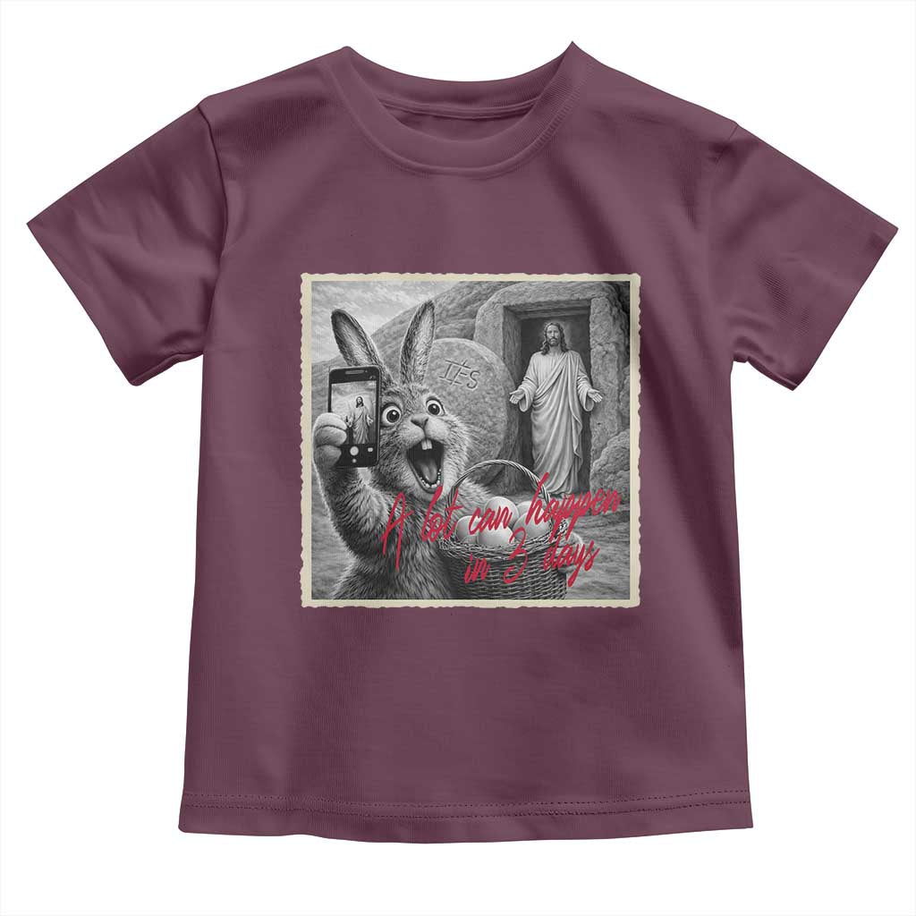 Funny Easter Jesus Toddler T Shirt Christian Jesus Come Back Bunny Selfie TS14 Maroon Print Your Wear