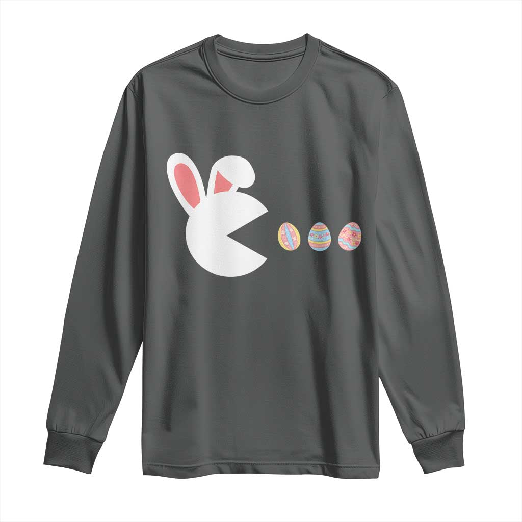 Funny Easter Long Sleeve Shirt Bunny Gamer Egg Hunter TS14 Dark Heather Print Your Wear