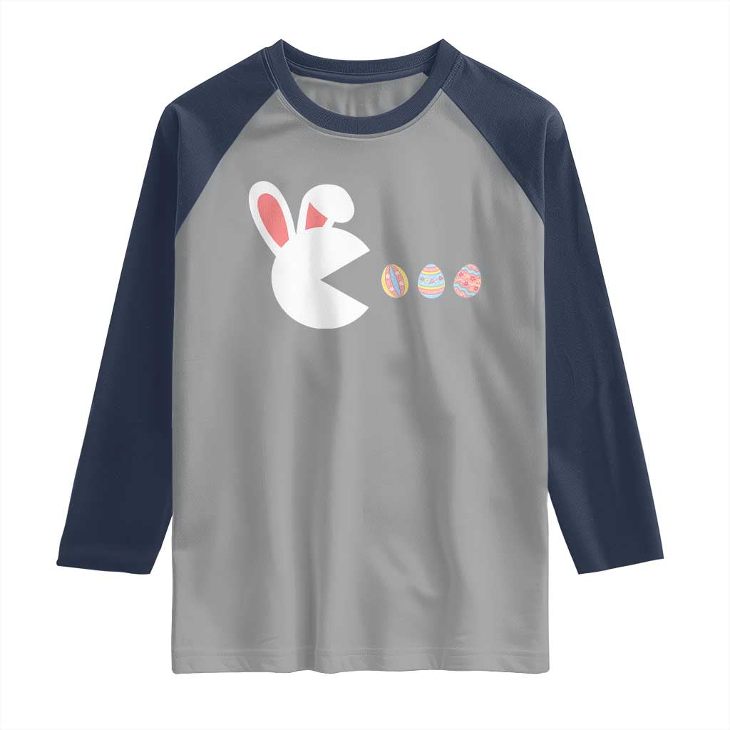 Funny Easter Raglan Shirt Bunny Gamer Egg Hunter TS14 Sport Gray Navy Print Your Wear